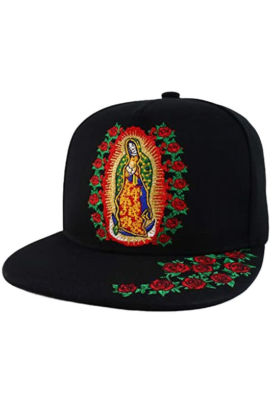 Our Lady of Guadalupe  Rose Embroidered Flat Bill Hat