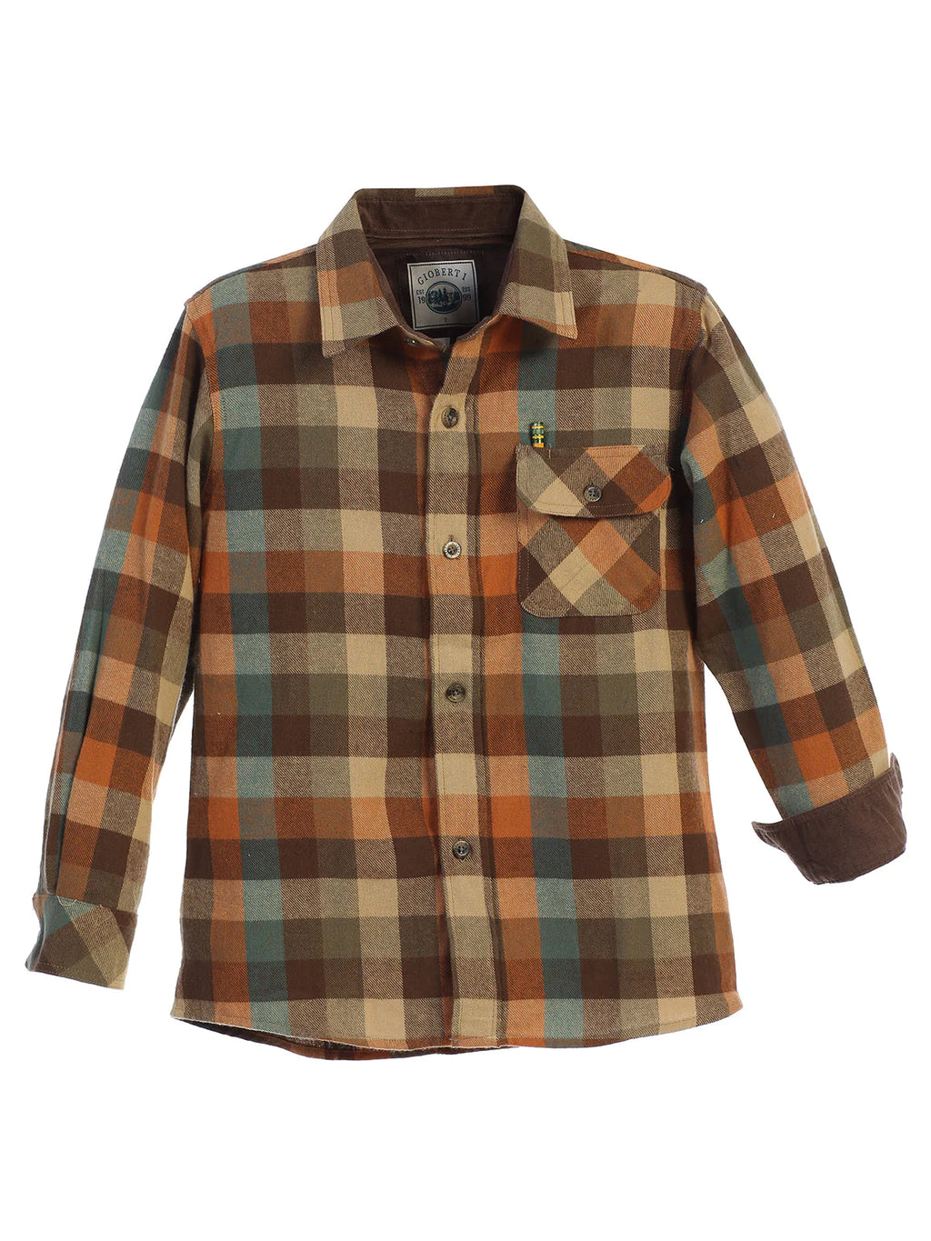 Single Pocket Flannel Shirt with Corduroy Contrast