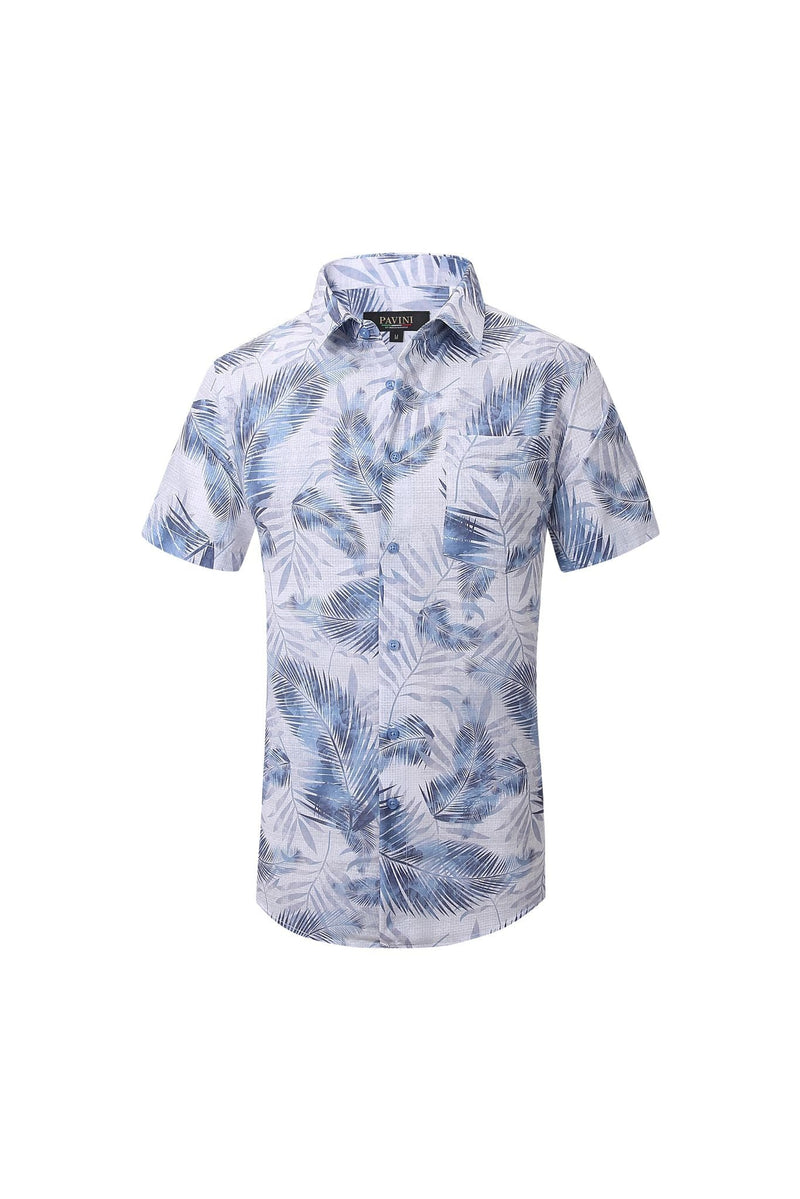 Tropical Leaf Print S/S Button Up
