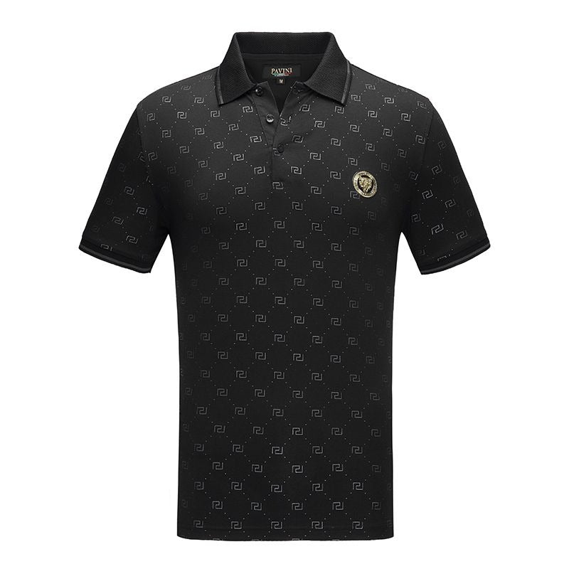All Over Geo Print Dot Lion Emblem S/S Polo