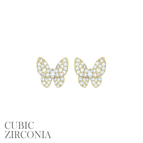 CZ Butterfly Stud Earring Gold