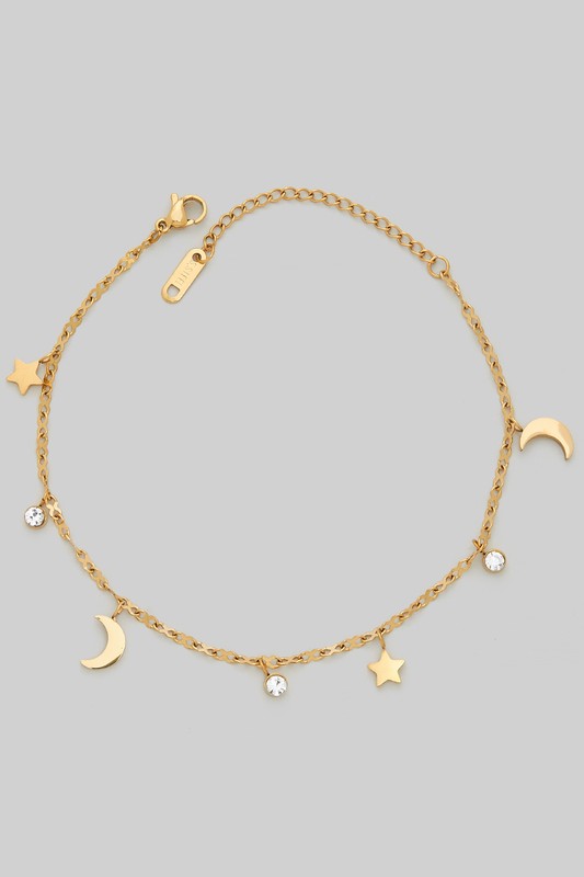 Star Moon Charm Anklet