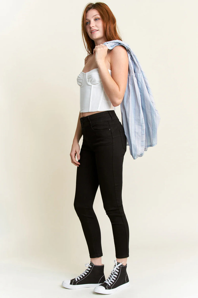 High Rise Dbl Band Push Up Skinny