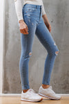 High Rise Destructed Skinny Jeans