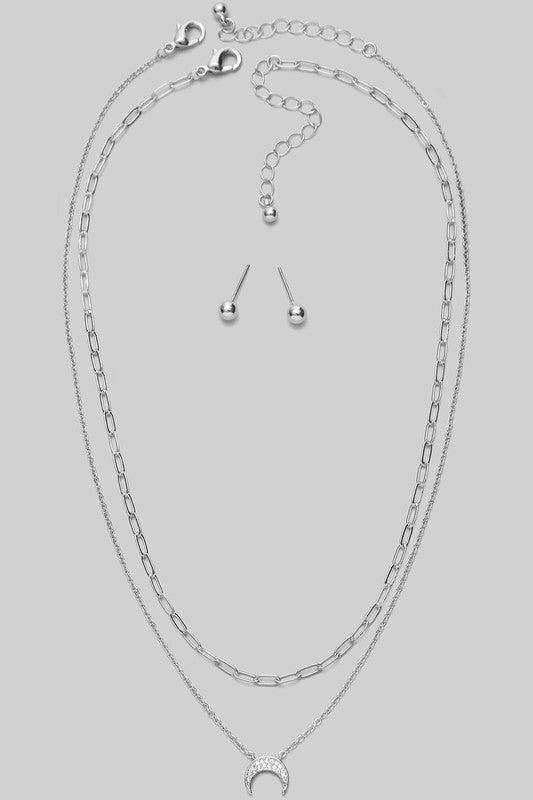 Crescent Pendant Necklace/Earring Set