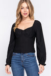 Sweatheart Neck Long Sleeve Bustier Top