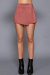 Front Wrap Faux Suede Mini Skirt