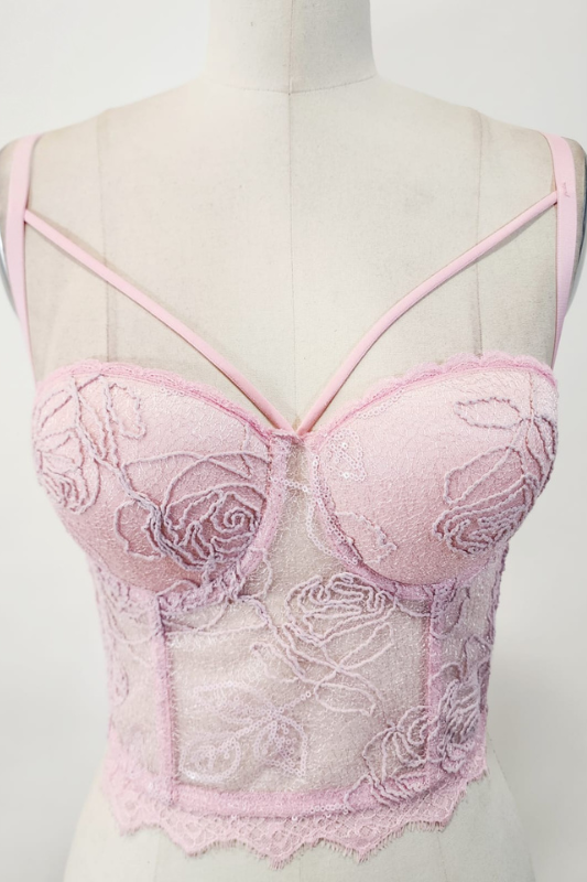 Sparkle Flower Lace Corset Top