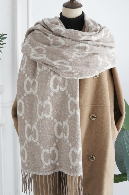 'CC' Logo Winter Scarf Ivory/Tan