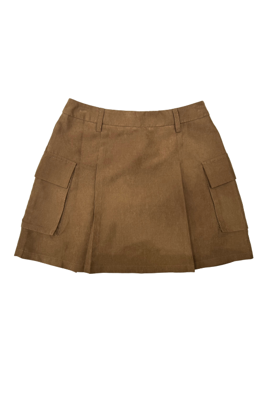 Side Pocket Peach Skin Mini Skirt