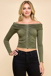 Off Shoulder Zip-Up Front Top