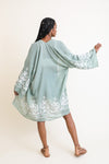 Embroidered Floral Bell Sleeve Kimono
