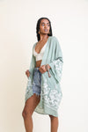 Embroidered Floral Bell Sleeve Kimono