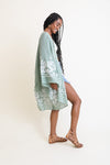 Embroidered Floral Bell Sleeve Kimono