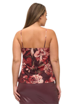 Floral Mesh Lace Trim Tie Cami Top