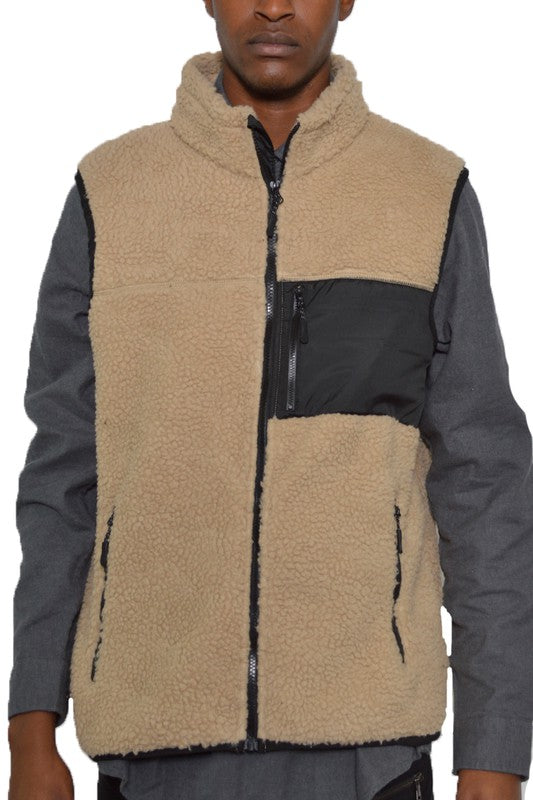 Sherpa Fleece Full Zip Vest