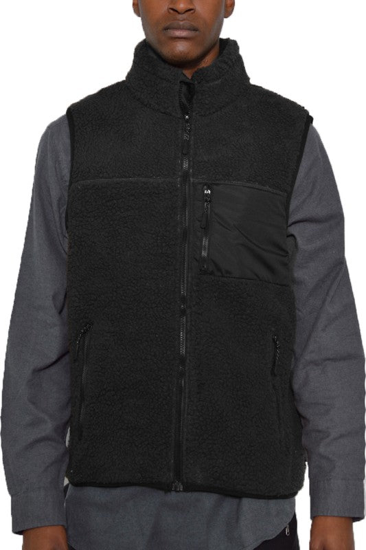 Sherpa Fleece Full Zip Vest