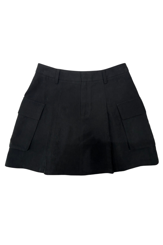 Side Pocket Peach Skin Mini Skirt