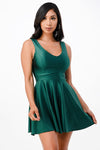 Solid Satin Fit and Flare Mini Dress