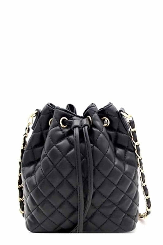 Quilted Chain Bucket Crossbody Bag