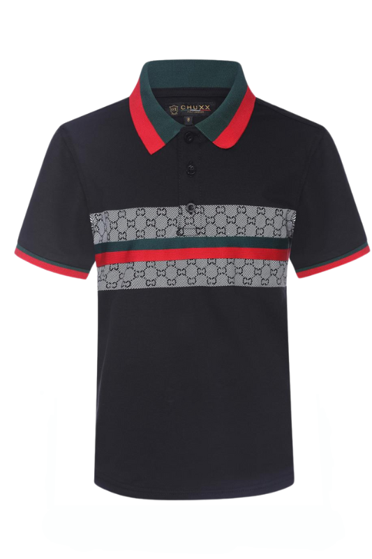 Boys "CC" Stripe Trim Polo