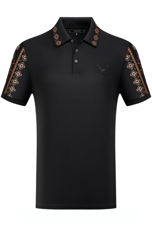 Aztec Collar/Sleeve Trim Polo