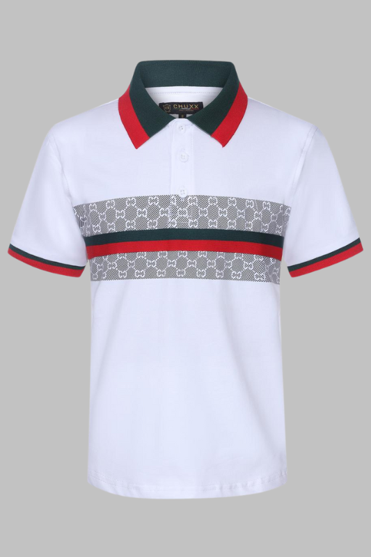 Boys "CC" Stripe Trim Polo