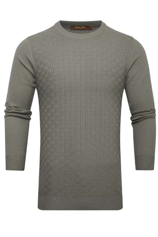 Cross Over Raised Woven L/S Sweater
