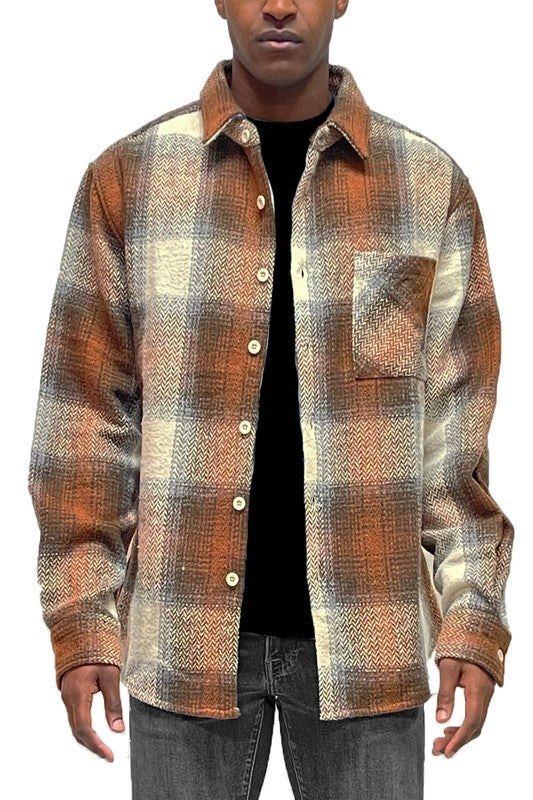 Combo Plaid Flannel Jacket