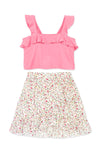 Solid Ruffle Tank & Floral Skirt Set