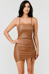 Faux Leather Cinch Side Cami Dress