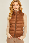 Solid High Neck Padded Puffer Vest