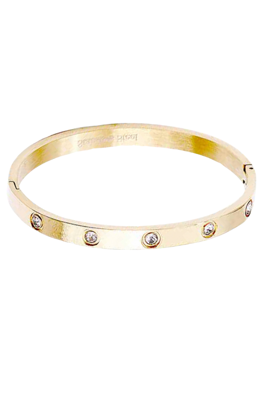 Round Rhinestone Circle Bracelet Gold