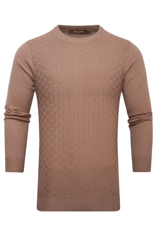 Cross Over Raised Woven L/S Sweater