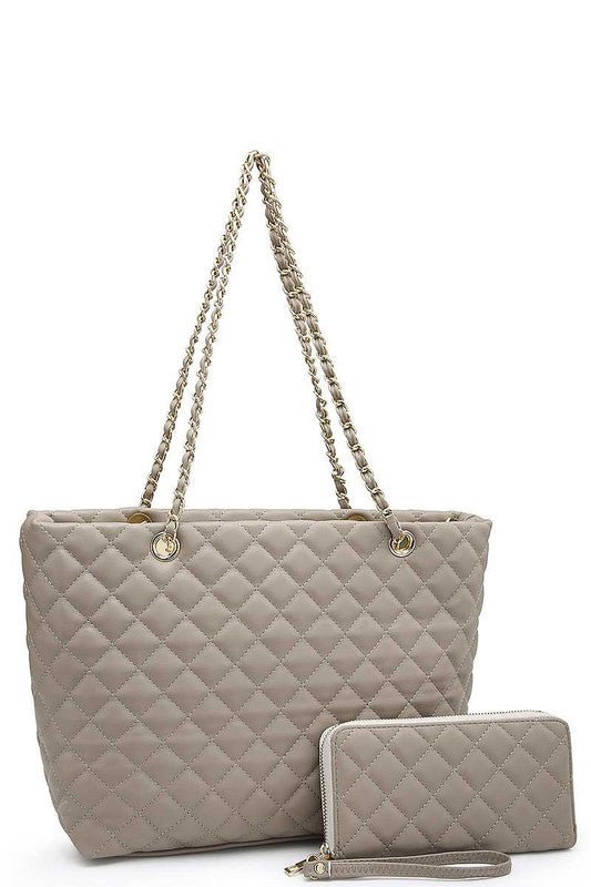 Quilted 2in1 Chain Tote Bag