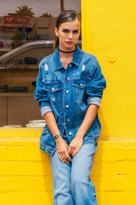 Destructed Oversized Denim Jacket