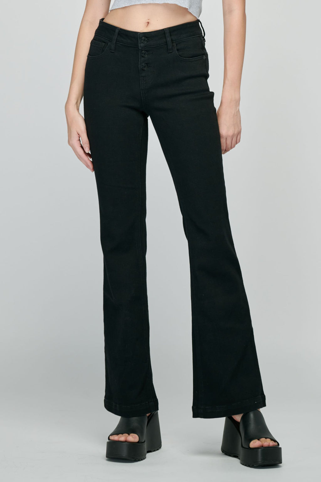 Low Rise 3-Button Flare