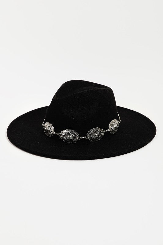Oval Disc Chain Fedora Hat
