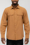 Solid Dbl Pocket Long Sleeve Button-Up