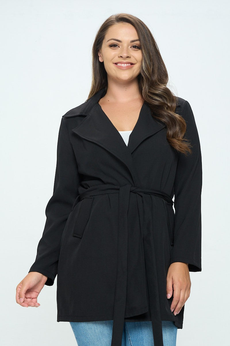 Belted Tie Front Jacket