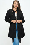 Faux Suede Belted Long Jacket