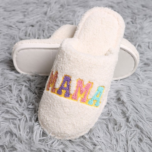 Mama Embroidered Plush Slipper
