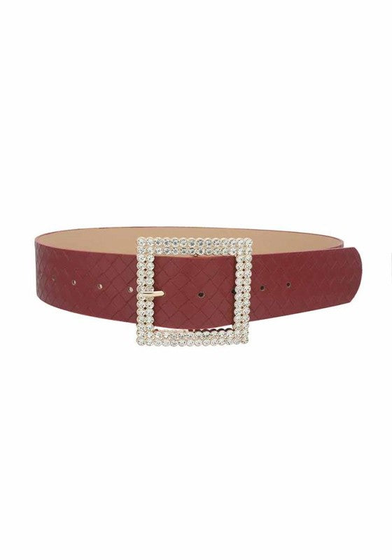 PLUS SIZE Rhinestone Square Buckle Belt