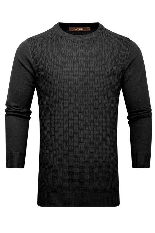 Cross Over Raised Woven L/S Sweater