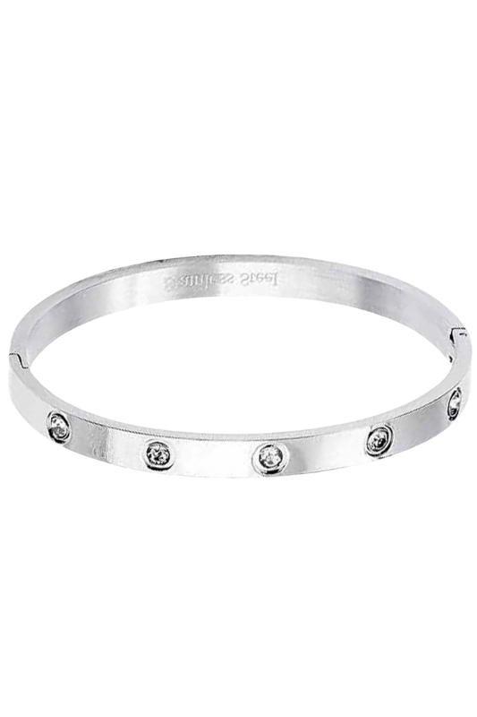 Round Rhinestone Circle Bracelet Silver