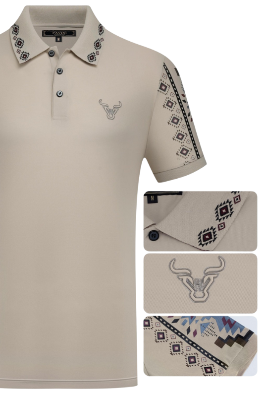 Aztec Collar/Sleeve Trim Polo