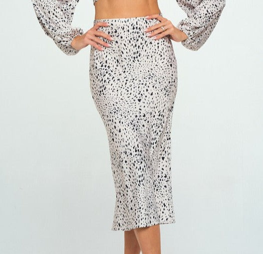 Speckled Print Midi Skirt