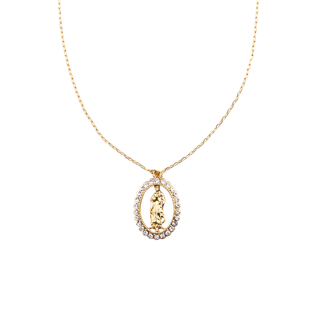 Virgin Mary Circle Pendant Necklace