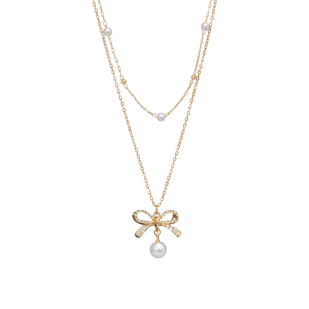 Pearl Bow Pendant Necklace