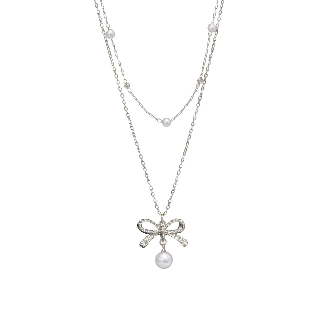 Pearl Bow Pendant Necklace